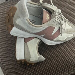 New Balance Cream and Pink Athletic Shoes